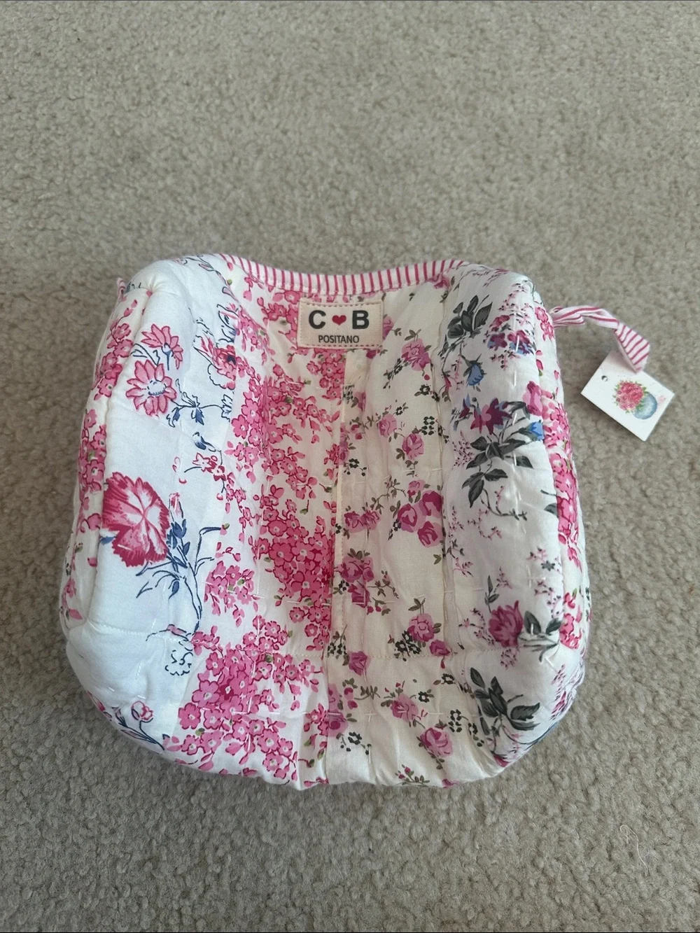 C·B Positano Pink Floral Quilted Travel Cosmetic Bag